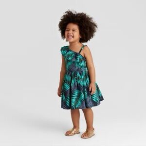 Genuine Kids from OshKosh Toddler Girls One Shoulder Palm Leaf Print Sz 12 Mts.